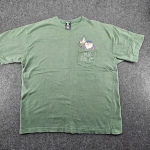 Vintage 1999 Looney Tunes Taz Mr Fix It Knit T Shirt Men's L Green Warner Bros